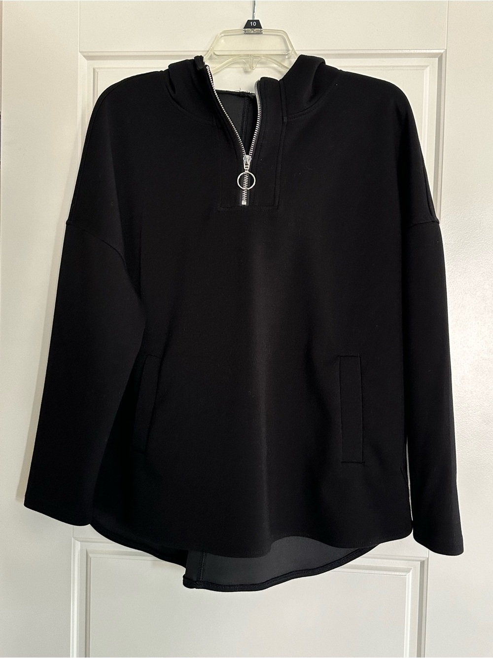 Women’s Black Quarter-Zip Hoodie with Ring Pull